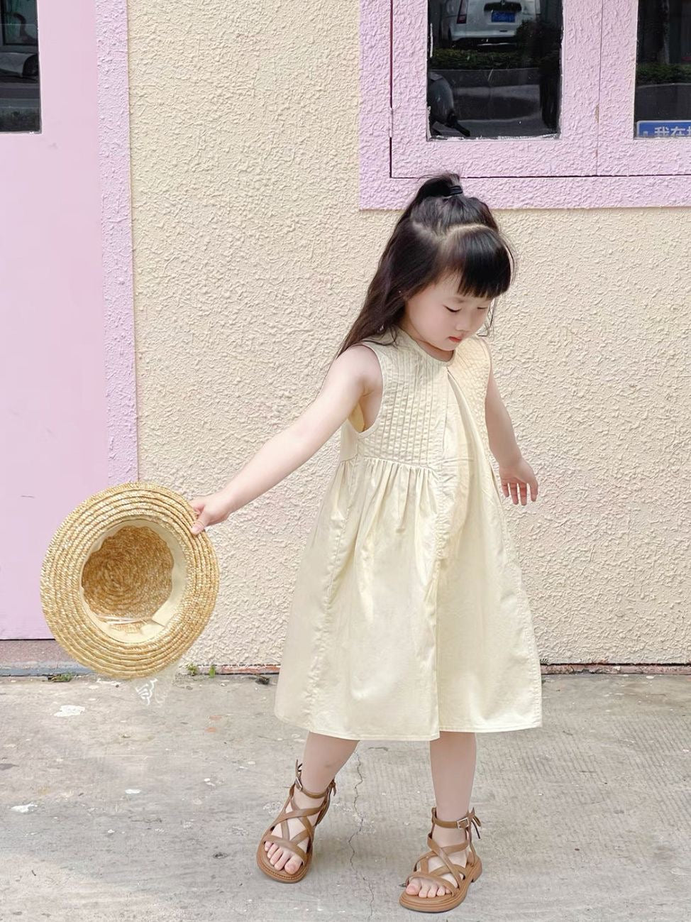 D77 Girls Korean style dress summer dress female baby princess dress vest dress children&#039;s sleeveless dress casual summer clothes trend