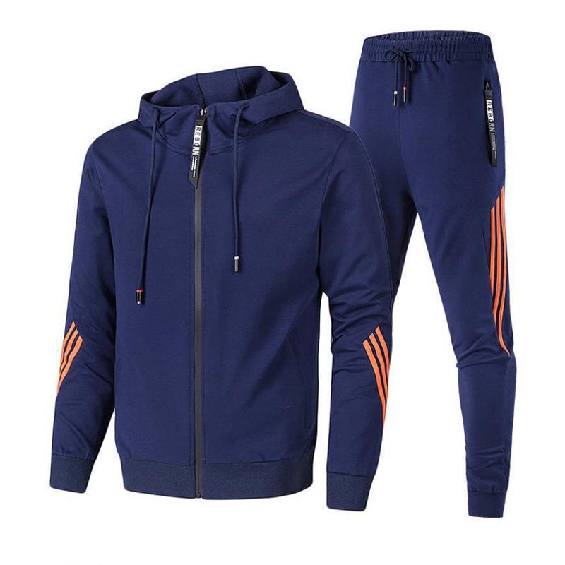 Muscle Brothers Foreign Trade Autumn New Mens Suit Sports and Leisure Sweater Hooded Two Hoodie Trousers