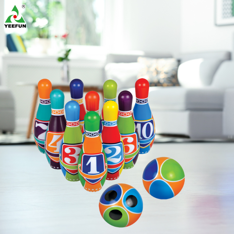 Children&#039;s Bowling Set PU Material with 10 Bowling Pins and 2 Balls for Indoor Outdoor Outside Easter Games Family Gathering