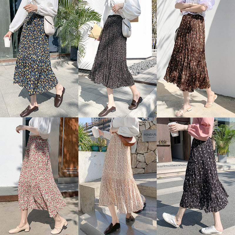 Blackday Maxi Skirt Womens Skirts Clothing High Waist Red Harajuku Sale Items Vintage Streetwear floral Boutique Chiffon flowy Sale Items
