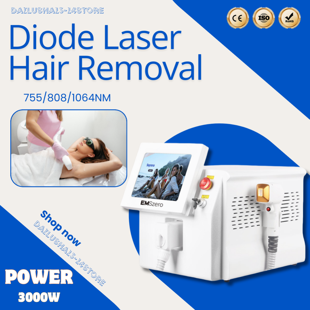 Professional 808nm Diode Laser Hair Removal Machine Three Wavelengths Ice Titanium Permanent Device For Full Body and Face