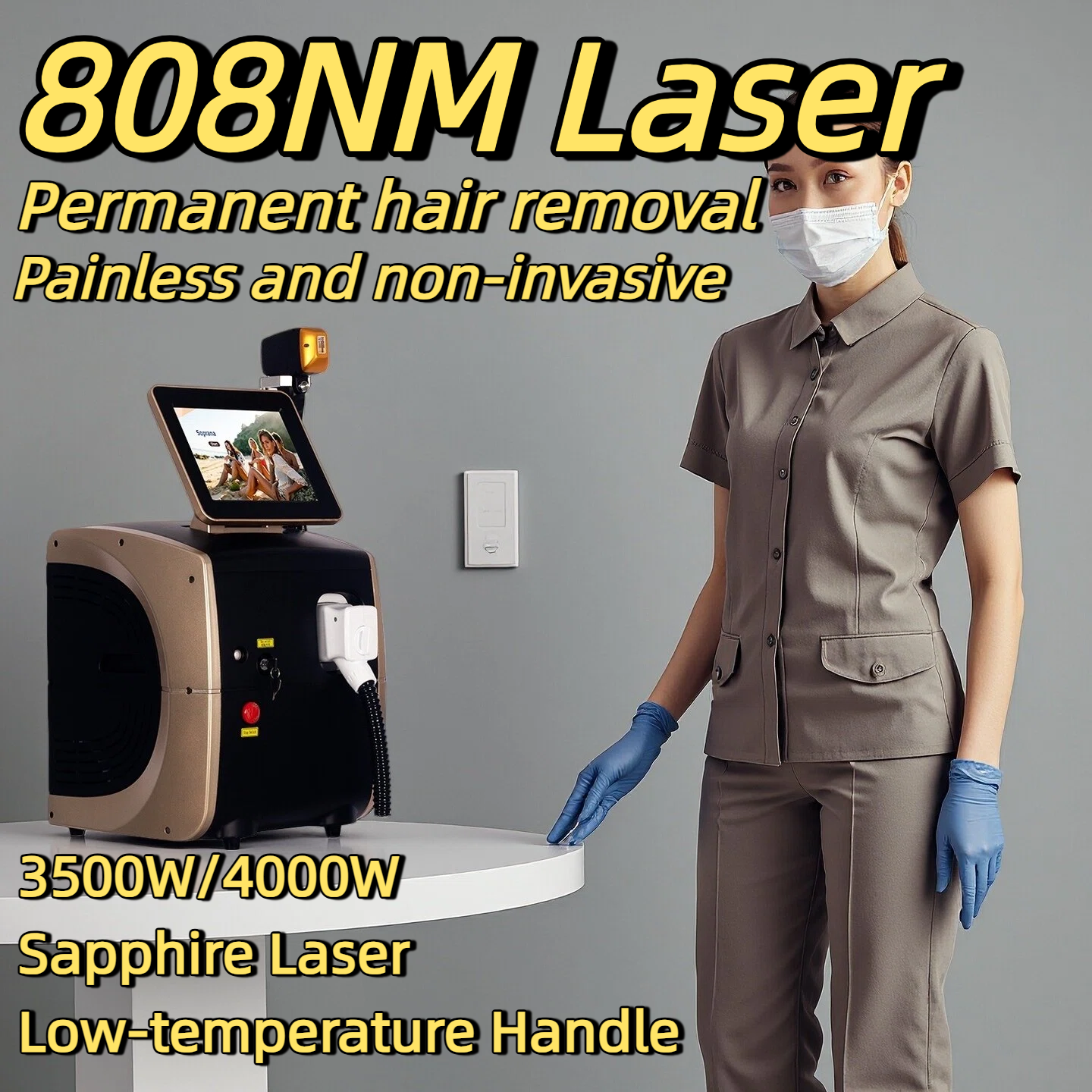 HOT Professional 808nm Diode Lasers Pain-Free Permanent Hair Removal Alexandrit Permanent Painless Physical Underarm Body Care Depilation Equipment