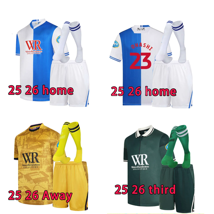 2025 26 blackburns kids football kits HEDGES CANTWELL sblackburn 25 26 Sports shirts TRAVIS HYAM GUEYE Rovers 25 26 Football Shirts