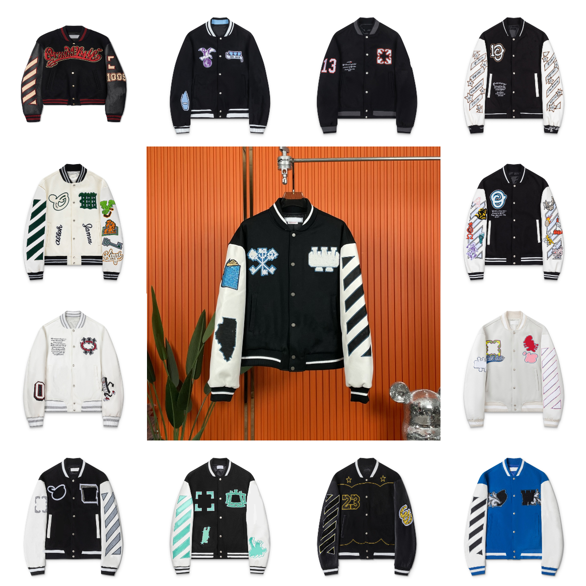 Offs Varsity Jacket Men Men&#039;s Jackets Mens Designer Long Sleeve Pocket Clothing Vintage Loose Long Baseball Hip Hop Outerwear top US Size S-XL