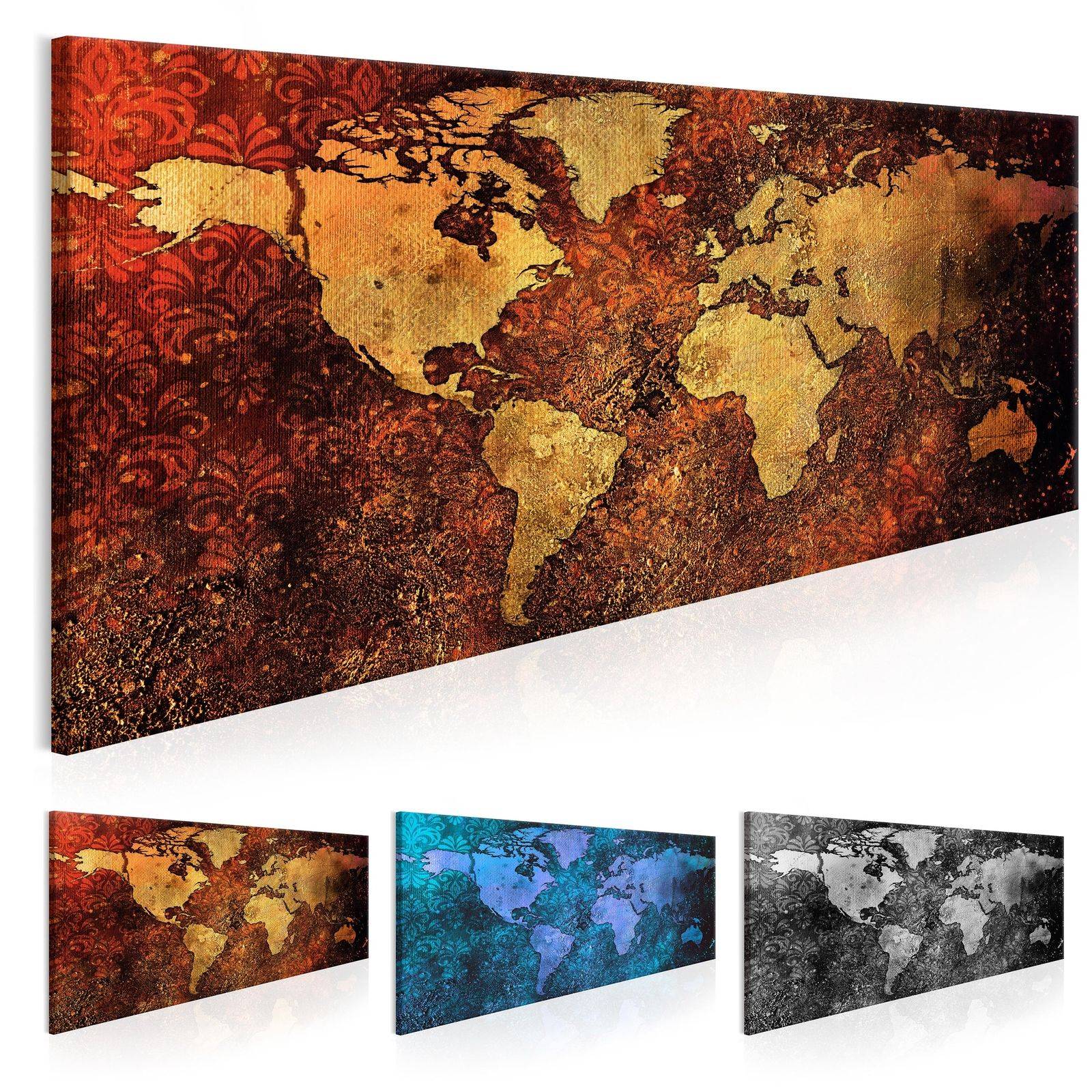 ( No Frame ) World Map Decoration Oil Painting Canvas Art Map Picture for Home Wall Decoration Art Picture (Multicolor)