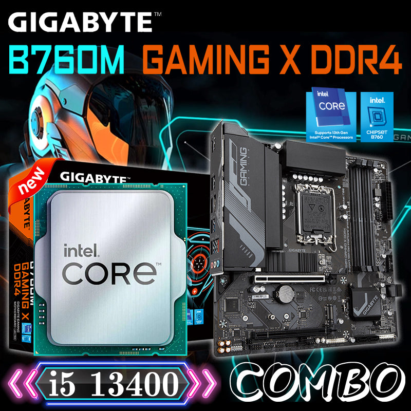 LGA 1700 Gigabyte B760M GAMING X DDR4 Motherboard Intel Core i5 13400 CPU Kit 128GB PCIe 4.0 M.2 Micro ATX Mainboard All New
