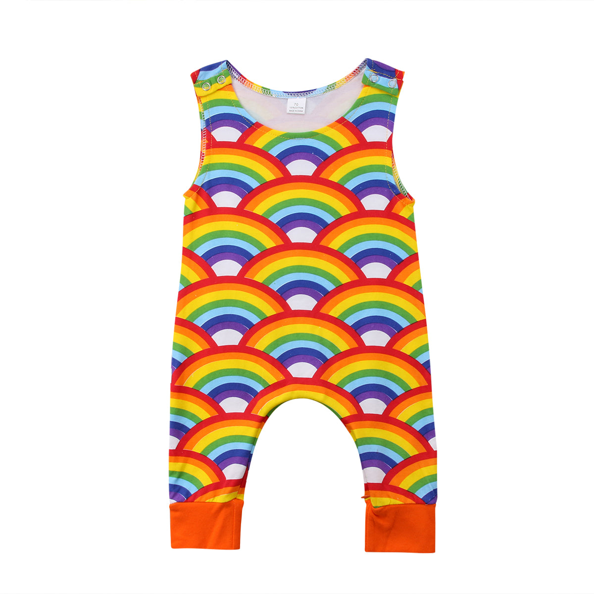 Newborn Infant Baby Girls Boys Summer Lovely Fashion Romper 0-24M Rainbow Print Sleeveless Button Jumpsuits Sunsuit Baby Clothes