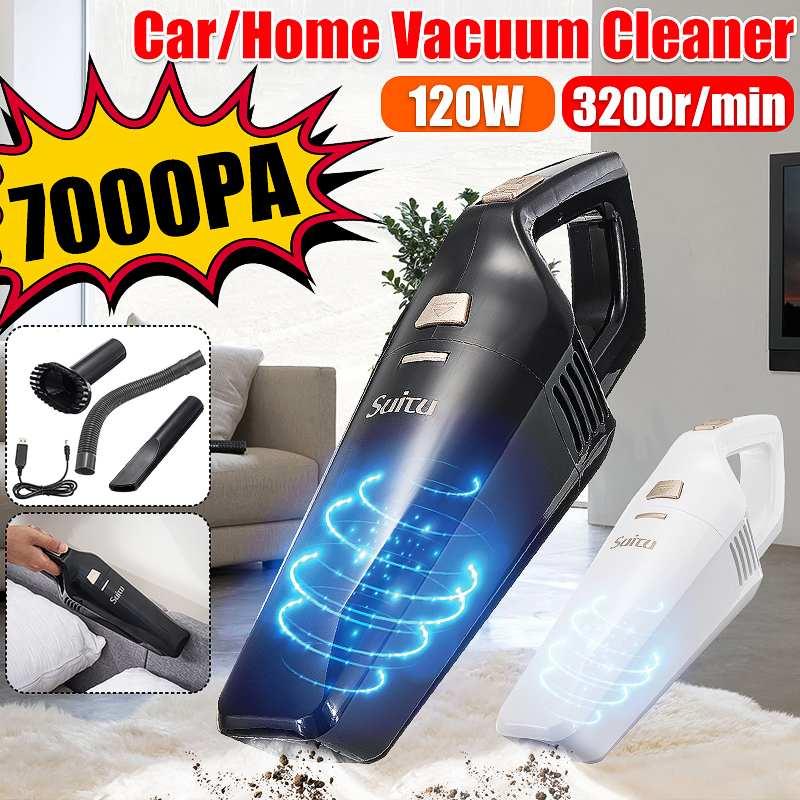 Vacuum Cleaners 120W 4000PA Car Cleaner Portable Handheld Cordless 12V USB Super Suction Wet-Dry Vaccum For Home Pet Hair