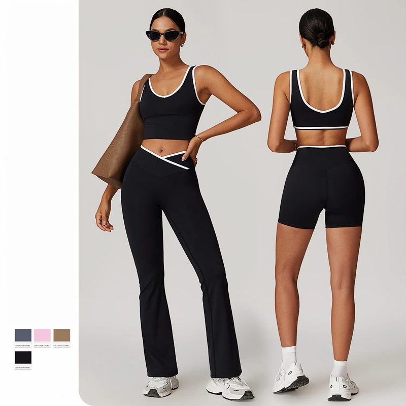 Yoga Set Women Gym Tracksuits BraTwo Pieces bralette Fiess Shorts Fared Pant 407 Workout Sports Clothes Featuring Elastic Jogger Trousers Seamless T