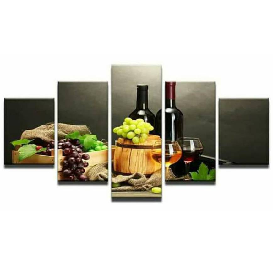 5pcs Canvas Photo Prints Grapes and Wines Artwork Wall Art Picture for Living Room Bedroom Wall Decorations Home Decor No Frame
