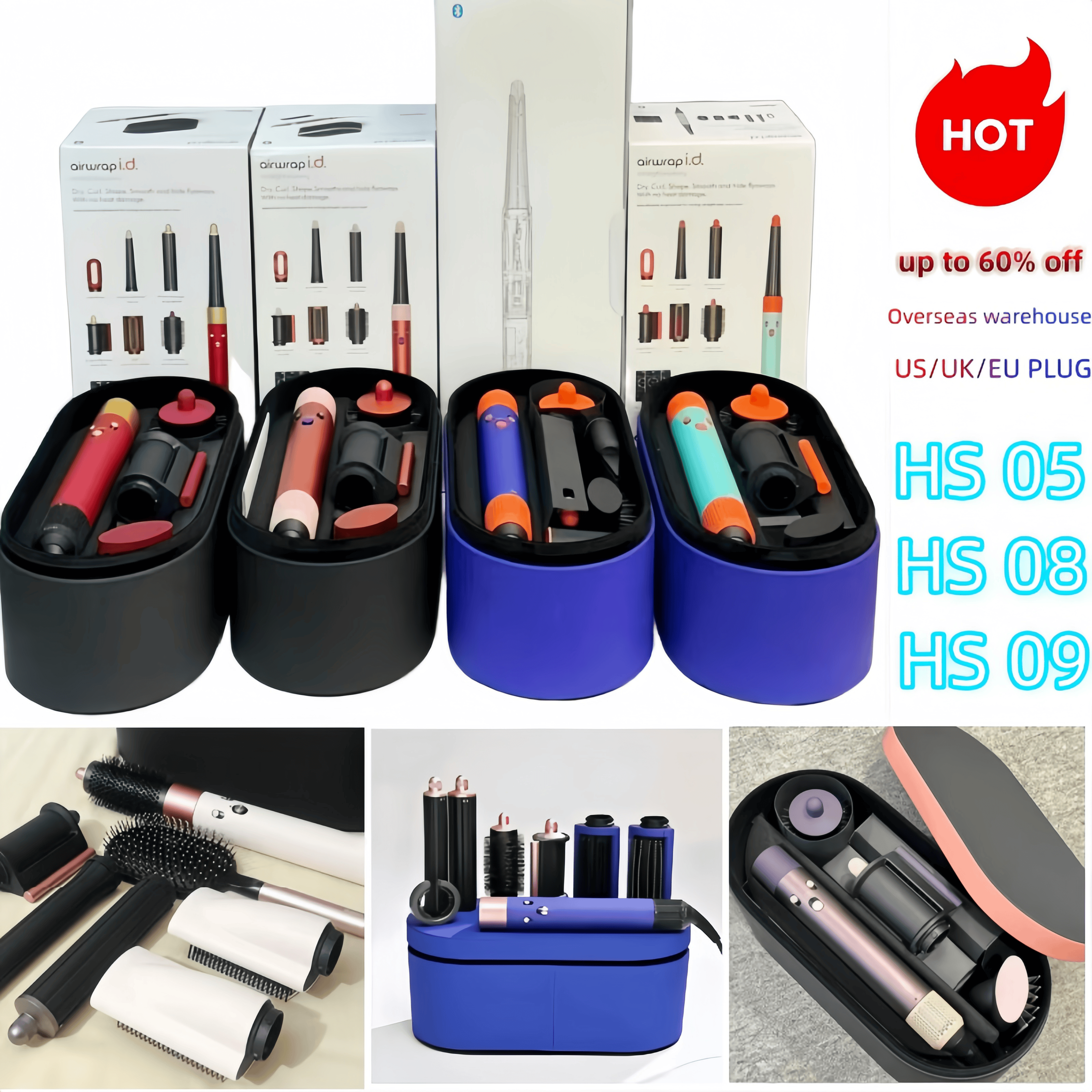 HS05 HS08 Curling Irons 7-in-1 Curler rotating connection salon styling design negative ion motor constant current Multi-functional hair dryer local