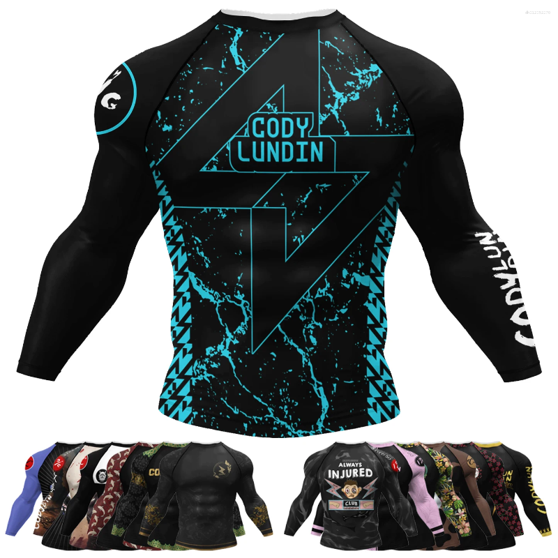 Men&#039;s T Shirts Cody Custom Men Fighting Wear Sublimation Print Brazilian Jiu Jitsu Rashguard Bjj Compression Shirt Boxing Jersey