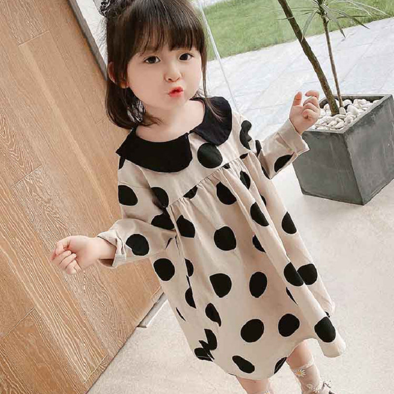 Litter Girl Polka Dot Princess Dress For Girls Autumn 2021 Clothes Children Long Sleeve Party Dress