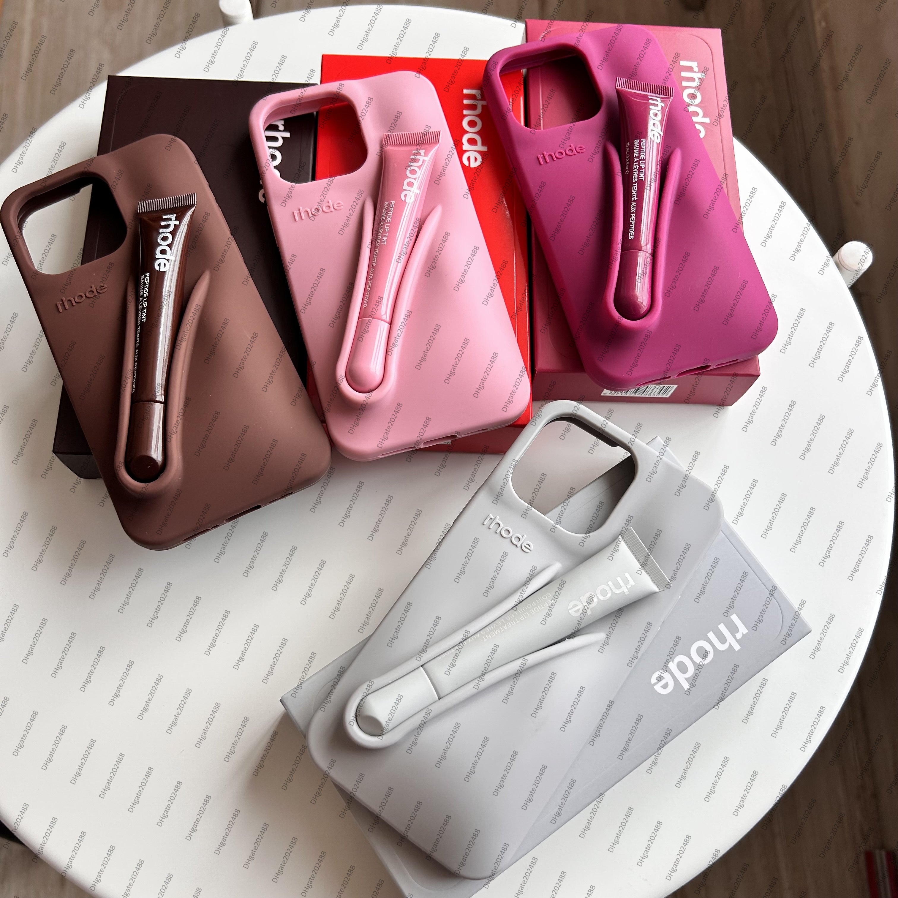 rhode phone case Solid Color Rhode Soft Silicone Case For iPhone 16 pro max 15 14 PIus 11 13 12 Pro Max Can Be Installed With Lipstick Back Cover NE