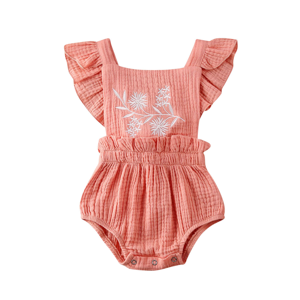 Infant Baby Girl Bodysuits Clothes Floral Print Ruffles Short Sleeve Jumpsuit Playsuit Outfit Set