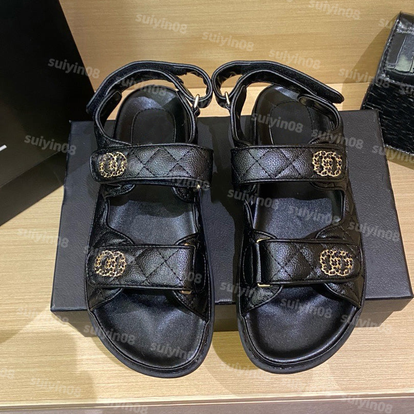 Designer Women sandale Calfskin Dad shoes Sandals Quilted Designer Sandles Shoes Platform Flats Low Heel Wedge Diamond Buckle Sandal Slip On Ankle S