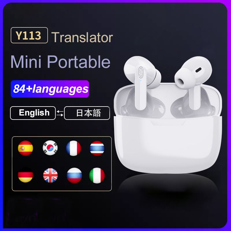 2022 NEW Translation Headphones 84 Languages Instant Translate Smart Voice Translator Wireless Bluetooth Translator Earphonehello