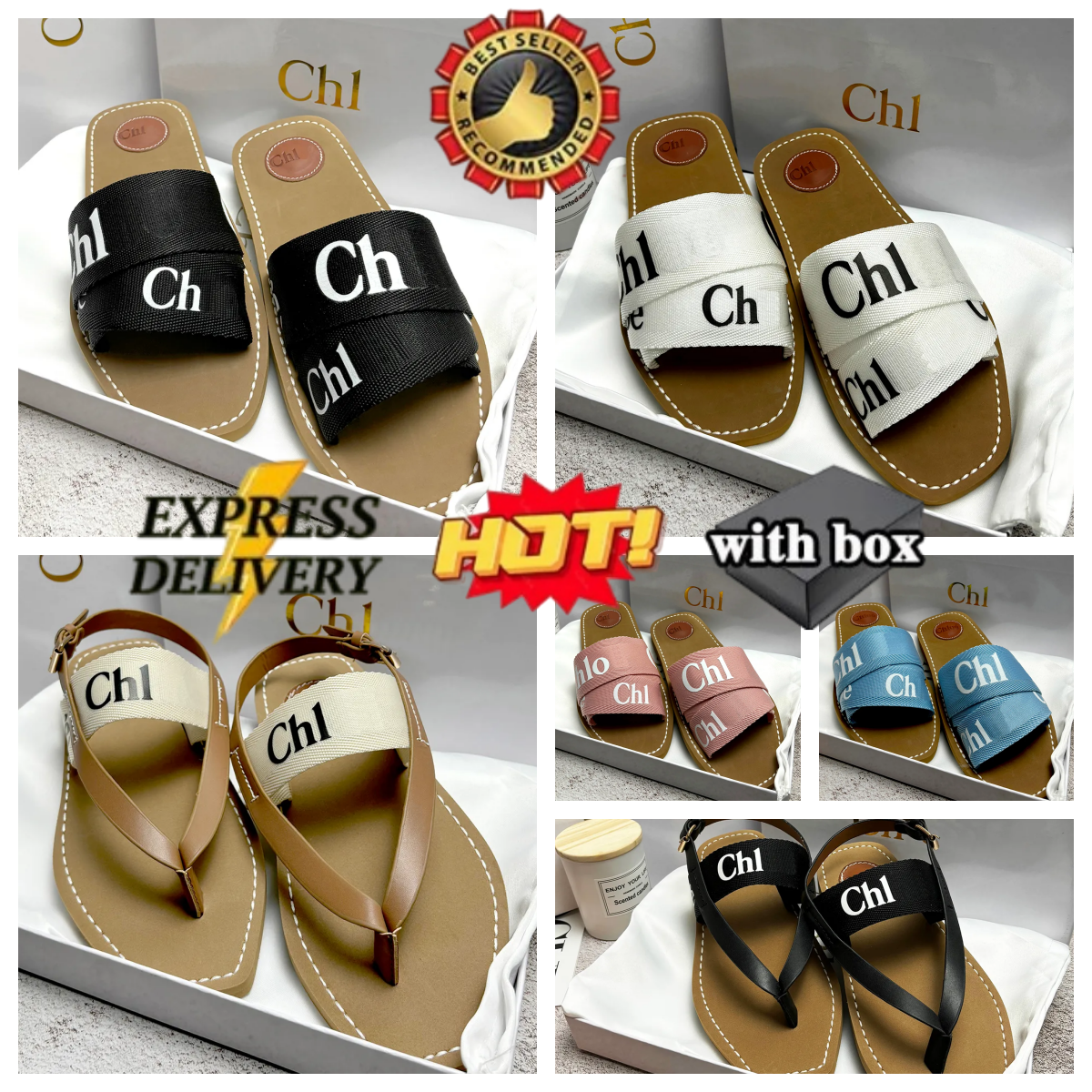 With Box Designer Woody Flat Mule Women Sandals Beach Multi-Color Slippers Summer Canvas Slides Embroidered Fall Waterproof Luxury Comfortable Fabri