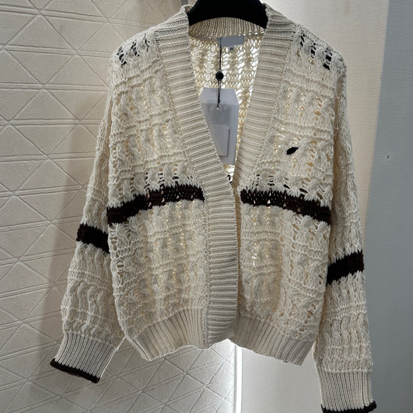 (Order by pic in opt, not by desc) Women&#039;s Color-Block Crochet Knit Cardigan - Open-Front Lightweight Sweater Stylish Casual Outerwear for Spri