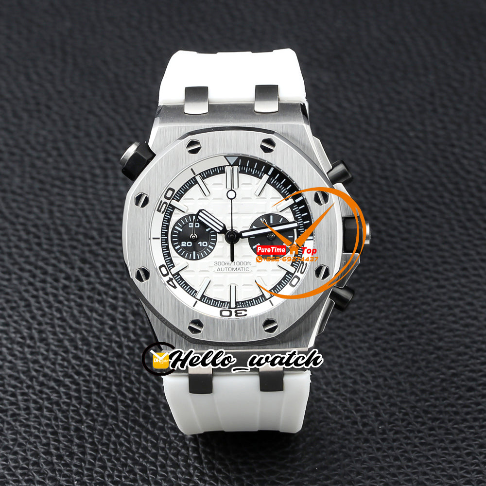 43mm Dive New Quartz Chronograph Mens Watch Blue Texture Dial Stick Markers Steel Case Blue Rubber Strap Stopwatch Gents Watches hello_watch