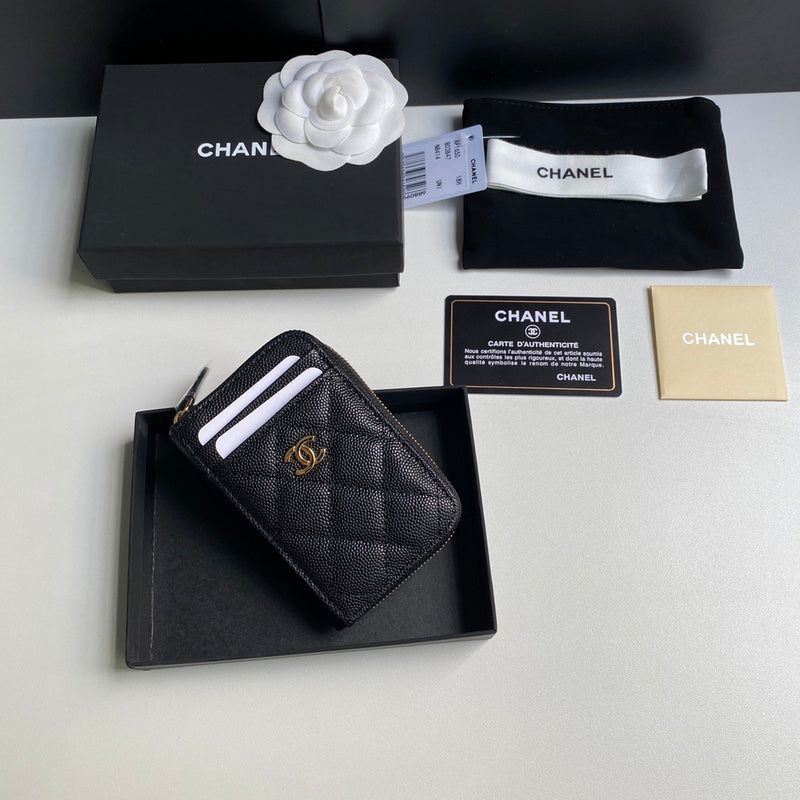 Chanel Wallets For women card holders 7.5Ã2cm Fashion Designer Card ID Holder Real Leather Ultra Slim coin wallet with box 6 colors