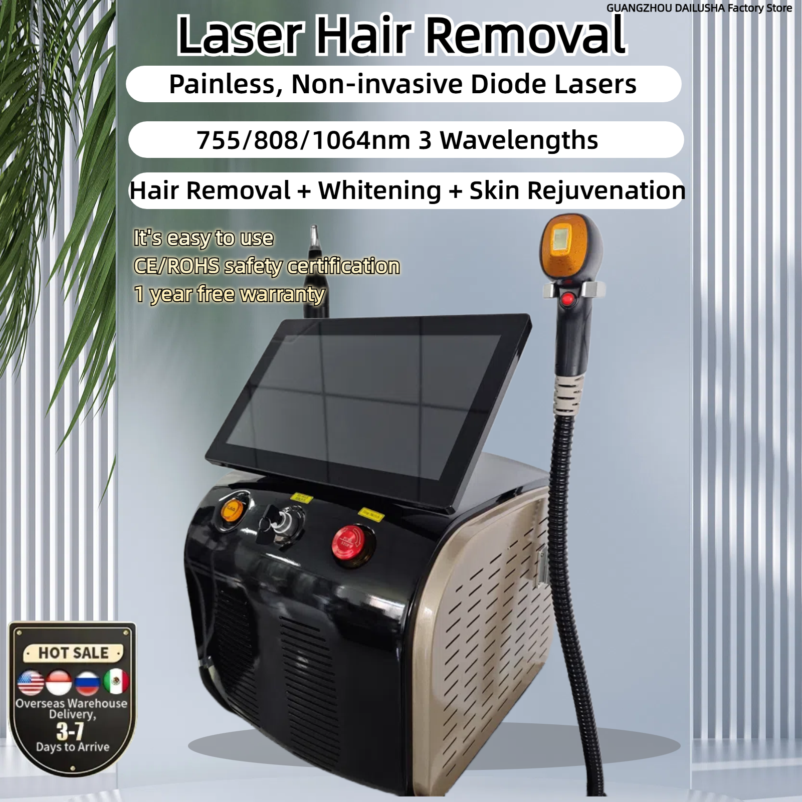 2025 New 3500W Dual Handle 808nm Diode Laser for Painless Hair Removal + Picosecond Laser for Tattoo Removal - Whiten & Rejuvenate Skin
