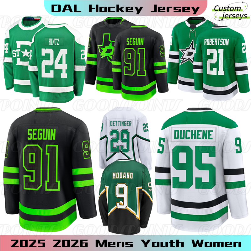 DallasS Hockey jersey Jake Oettinger Jamie Benn Jason Robertson Stars jersey Mikko Rantanen Matt Duchene Roope Hintz Wyatt Johnston Seguins mens Hoc