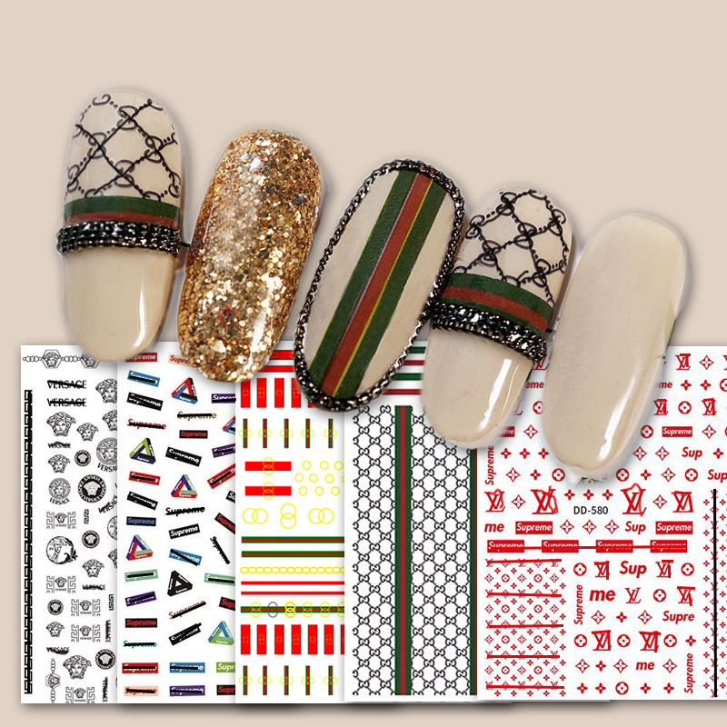 Trendy Nail Art Stickers Luxury Brands Petite And Chic Style Nail Art Stickers Big Brand Logo Decals And High-end Nail Accessories