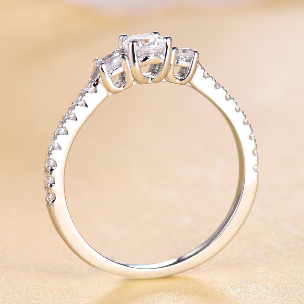 European and American Fashion High-End Tonglin Cross-Border Hot Accessories 925 Sterling Silver Ring Women Index Finger Ring Gang Drill Four