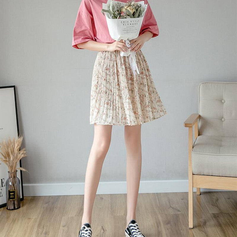 Blackday Skirt Womens Short Skirts Clothing 2020 Summer Black floral High Waist Elastic Harajuku Vintage Streetwear Ruffle Chiffon