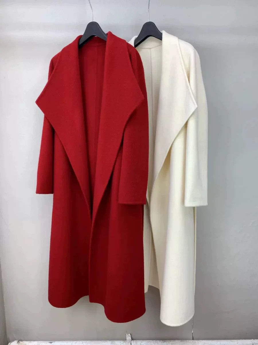 Women&#039;s tt Winter Classic Double sided Cashmere Collar Coat Women&#039;s Woolen Coat Red
