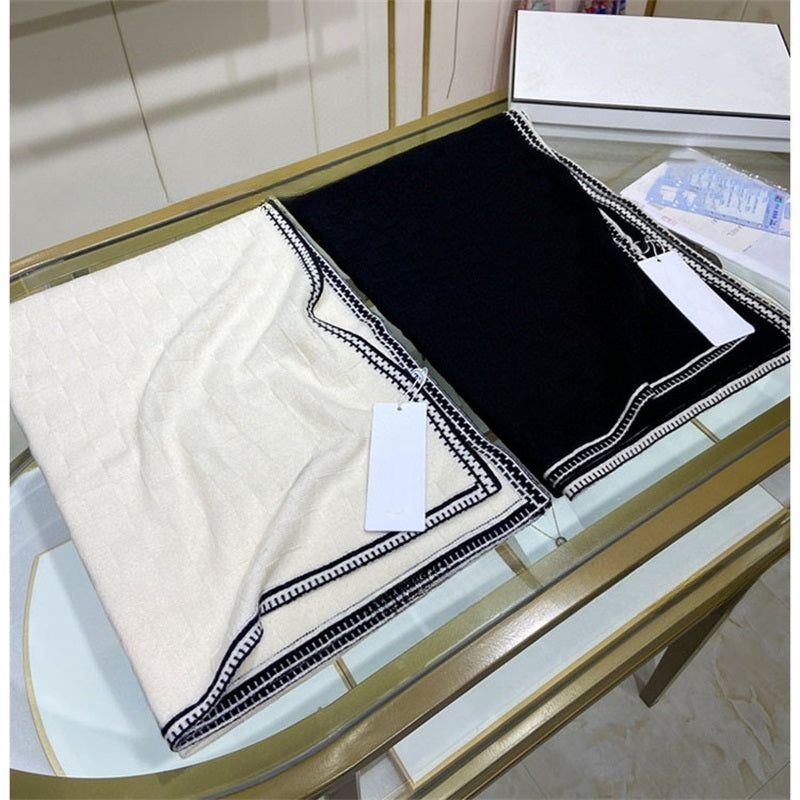 designer woman scarfs shawl knitting warm autumn Echarpe Luxe winter scarf lady scarves letter black white temperament faf062 H4