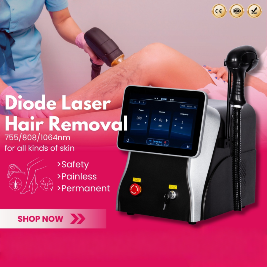 808nm Diode Laser Hair Removal Device Smart 3 Wavelength Safe Painless Permanent Hair Removal Super Energy Multiple National Languages