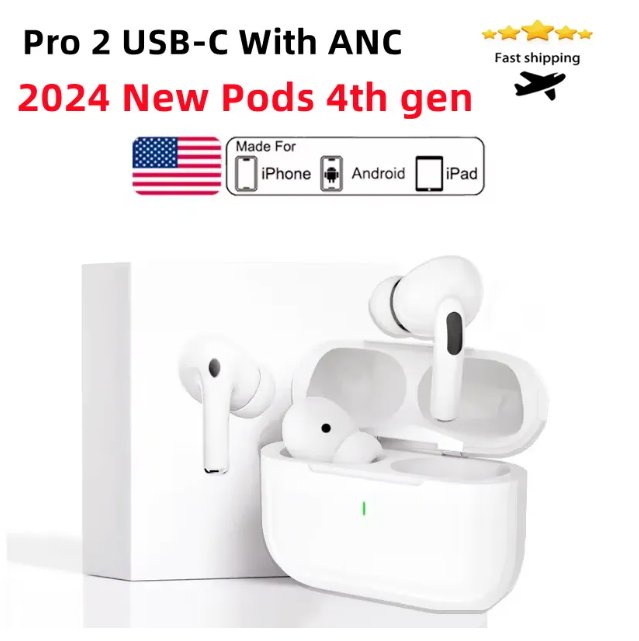 For Airpods 4 AirPods Pro 2 USB-C headphone bluetooth wireless Headphone Accessories airpodspro Transparent TPU Waterproof Protective case