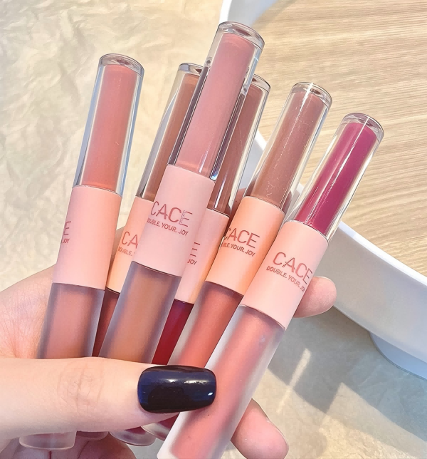 Double Head Lip Glaze Mirror Jelly Lipstick Matte Mist Lips Mud Lasting Moisturizing Lip Gloss Tint Korea Makeup Women Cosmetic