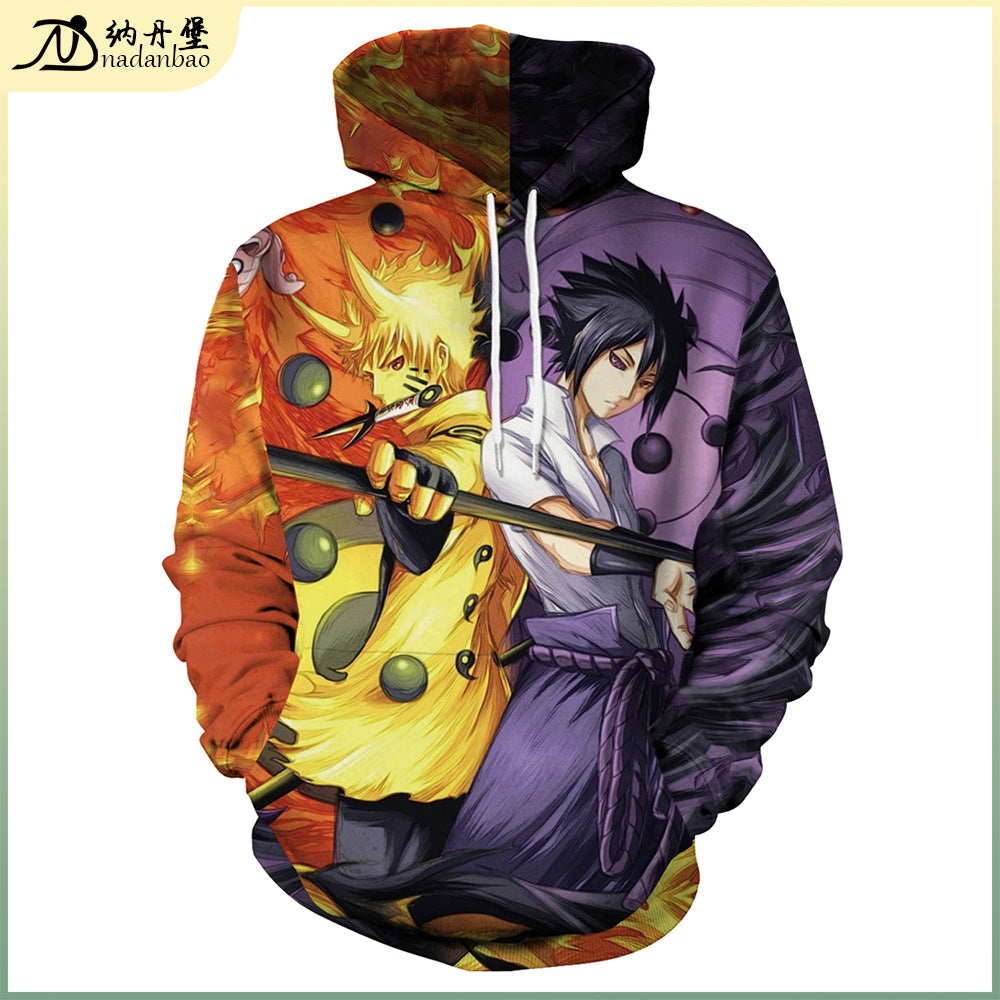 European and American Fashion Cartoon Positive and Evil Naruto Anime Peripheral D Printed Hoodie