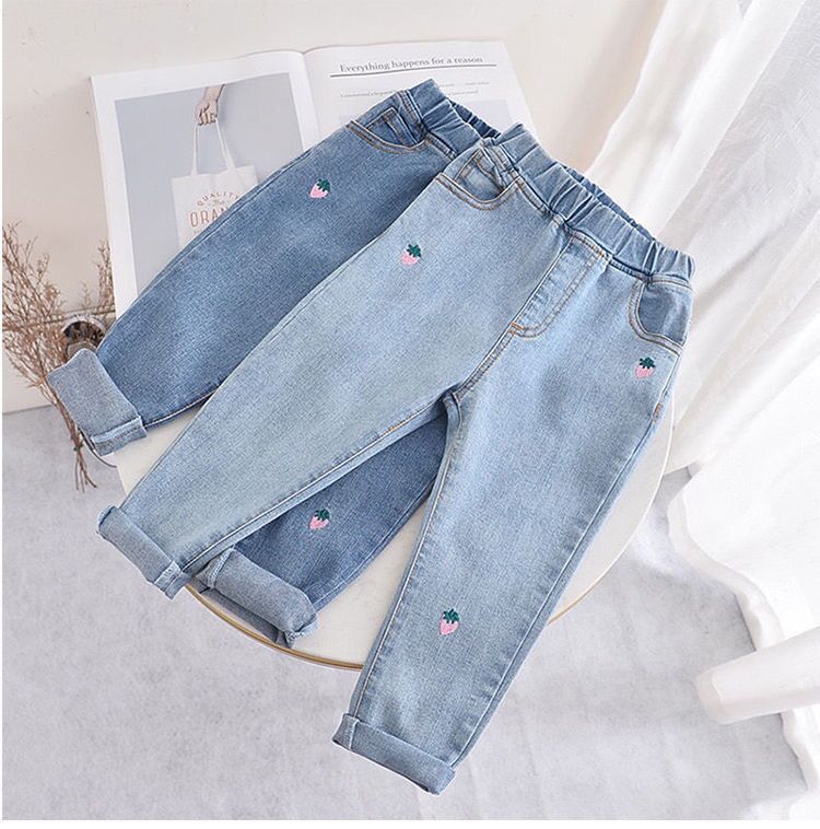 2021 Girls Jeans Spring And Autumn New Girl Clothes Baby Children Loose Casual Pants Girls Foreign Style Trousers Youth Clothing