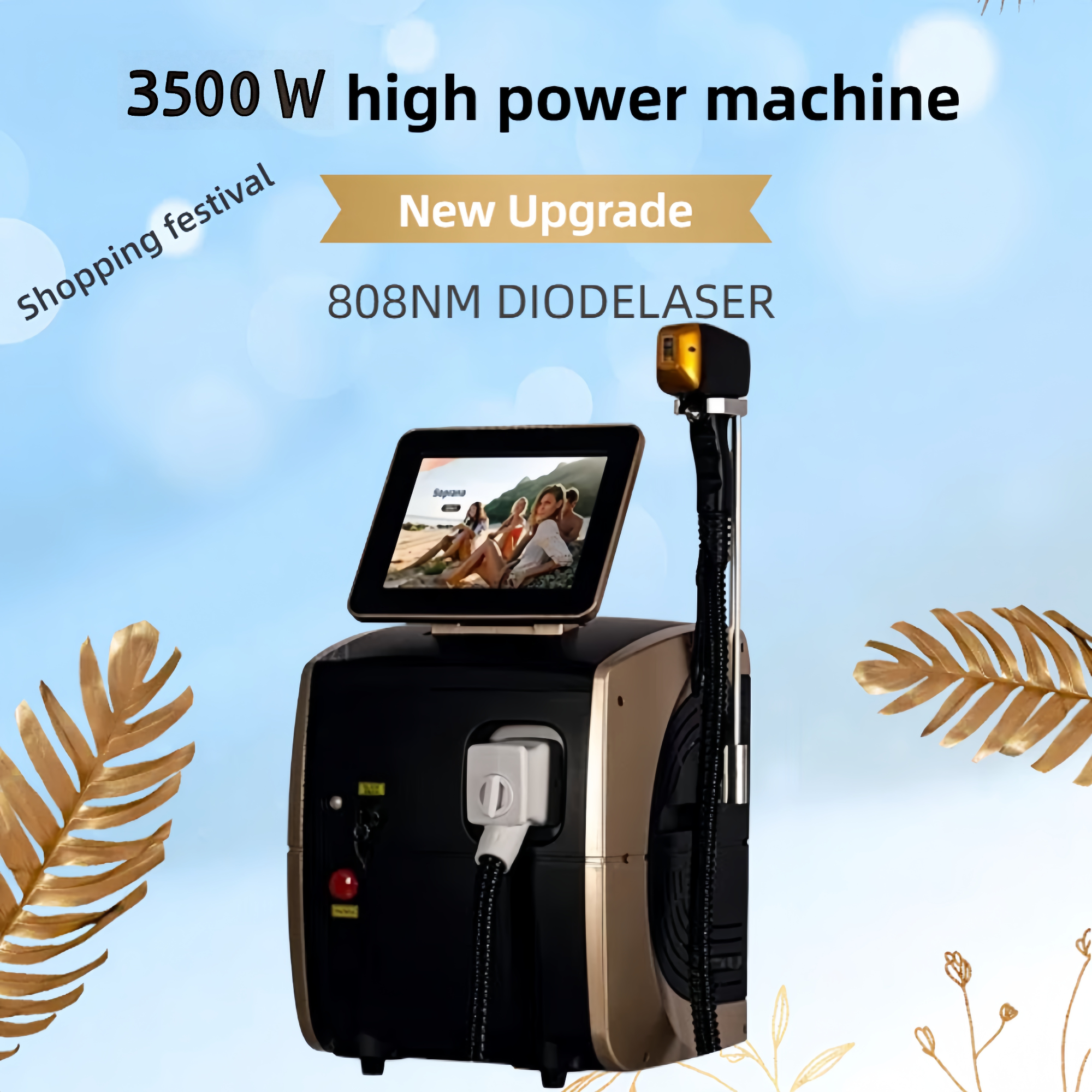 808nm Diode Laser Hair Removal Machine Triple Wavelength Painless Permanent Portable 808nm 755nm 1064nm Suitable for home and beauty salon