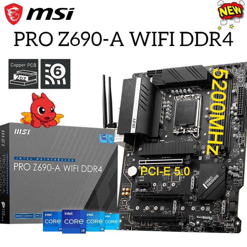 MSI PRO Z690-A WIFI DDR4 Mainboard 128GB 6400MHz LGA 1700 Supports 12th Gen Intel Core CPU RGB PCI-E 5.0 GAMING Motherboard NEW