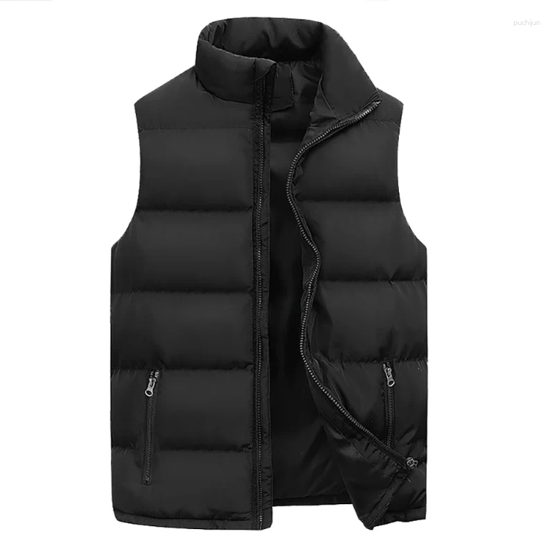 Men&#039;s Vests Jacket Winter Warm Coats For Men Thickened Stand Collar Down Vest Oversized Jackets Puffer Sleeveless Zipper Coat