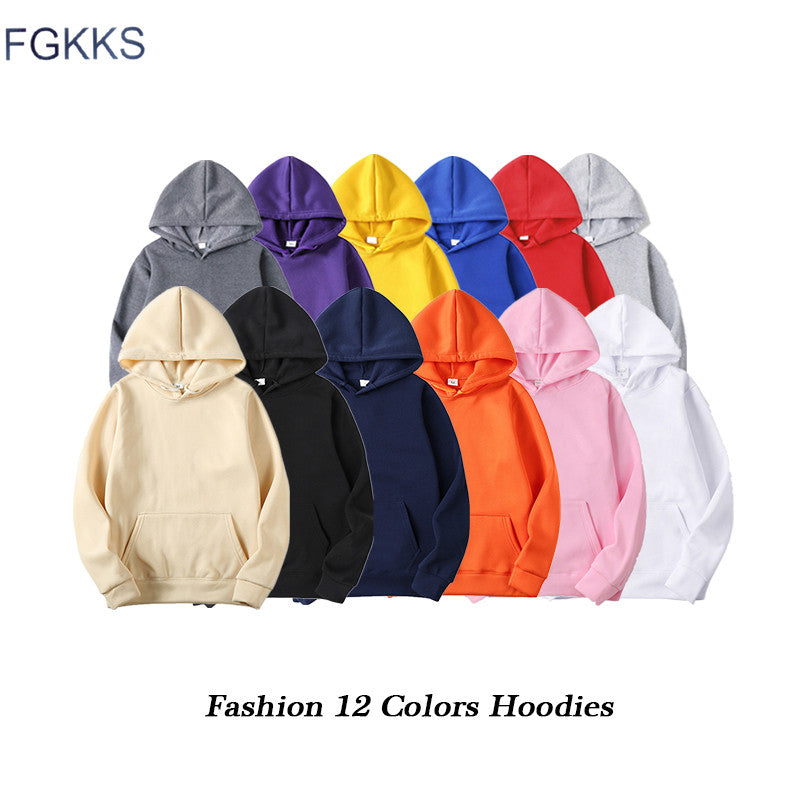Men Hoodie 2021 Autumn Hip Hop Streetwear Pullover Sweatshirts H Solid Color Male