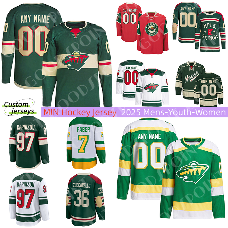 MIN wild jersey Mats Zuccarello Matt Boldy Joel jerseys Kaprizov Eriksson Ek Ryan Hartman Brock Faber Fleury Marco Rossi Reverse 2025 men youth wome