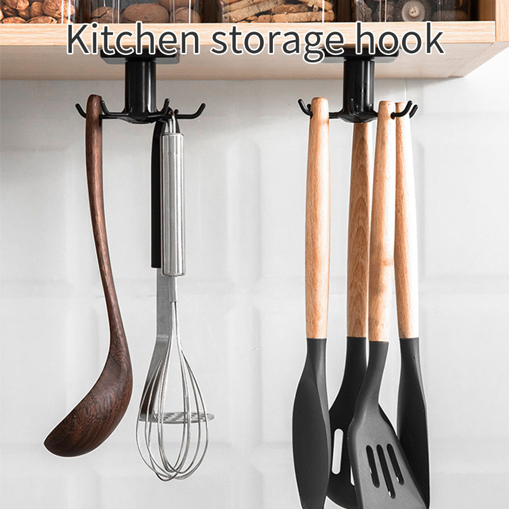 Kitchen Storage Hook 360 Degrees Rotated Cabinet Organizer Home Kitchenware Spatula Spoon Rack Wall Mounted 6 Hooks Shelf Hanger