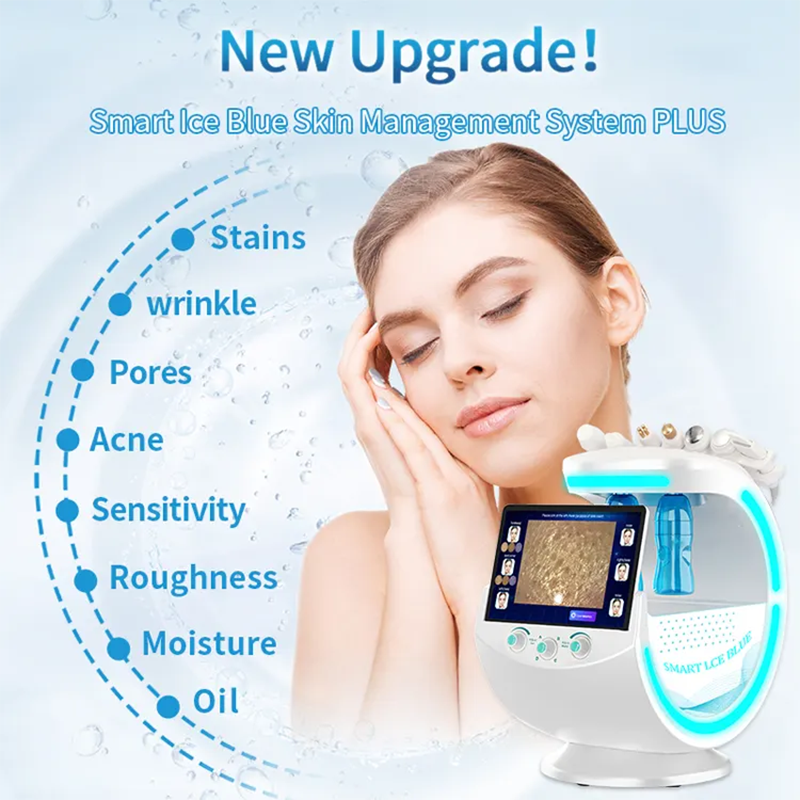 2025 New Ice Blue Magic Mirror Skin Analyzer Oxygene Machine Professional Ultrasound Skin Care Cryotherapy Microdermabrasion