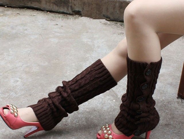 2015 button down twist Knitted Leg Warmers Stocking Socks Boot Covers Leggings Tight 20 pairs-lot mixed colors #3424