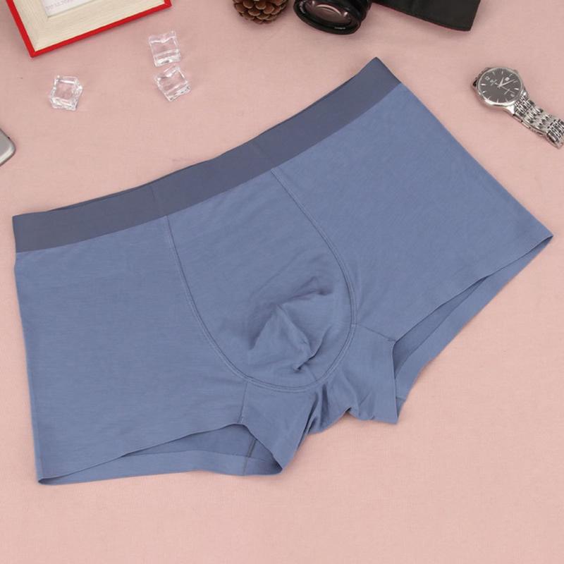 Underpants Men Boxer Shorts Underwear Modal Plus Size Pure Color Seamless Panties Short Man Penis Pouch Brief Homewear Breathable Lingerie