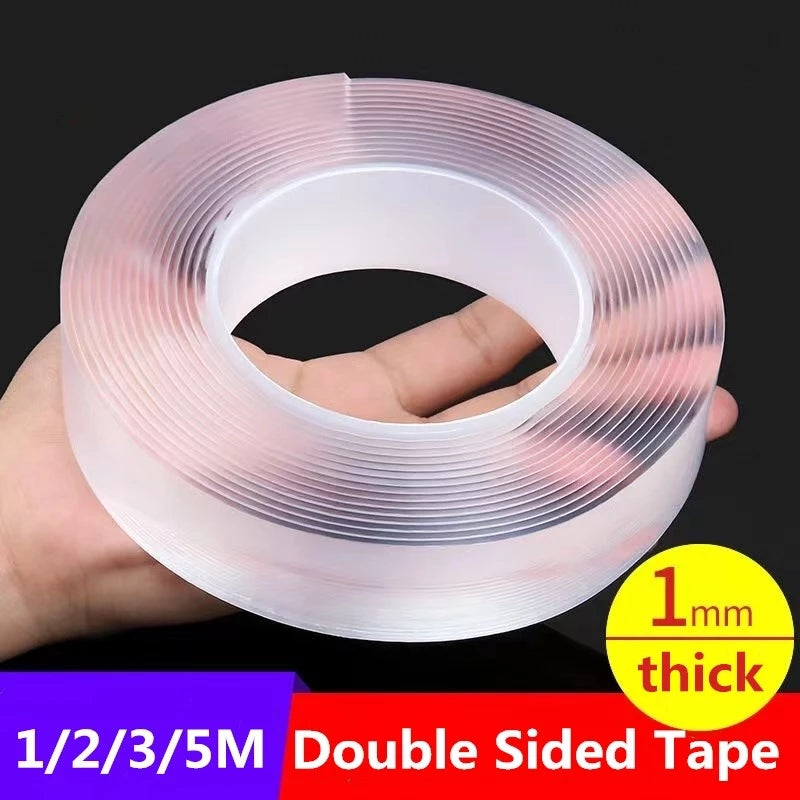 1-2-3-5M Nano Tape Double Sided Tape Transparent Reusable Waterproof Adhesive Tapes Cleanable Kitchen Bathroom Supplies Tapes