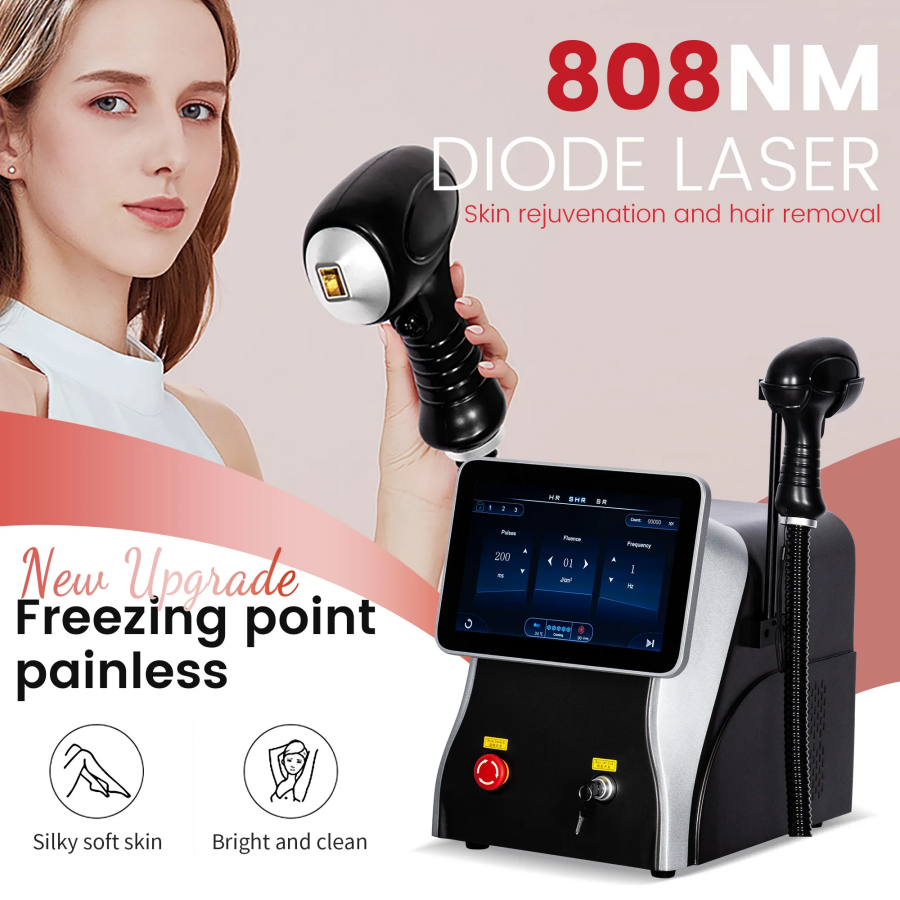 Diode 3 wavelength hair removal device 808nm 1064nm freezing point painless permanent hair removal