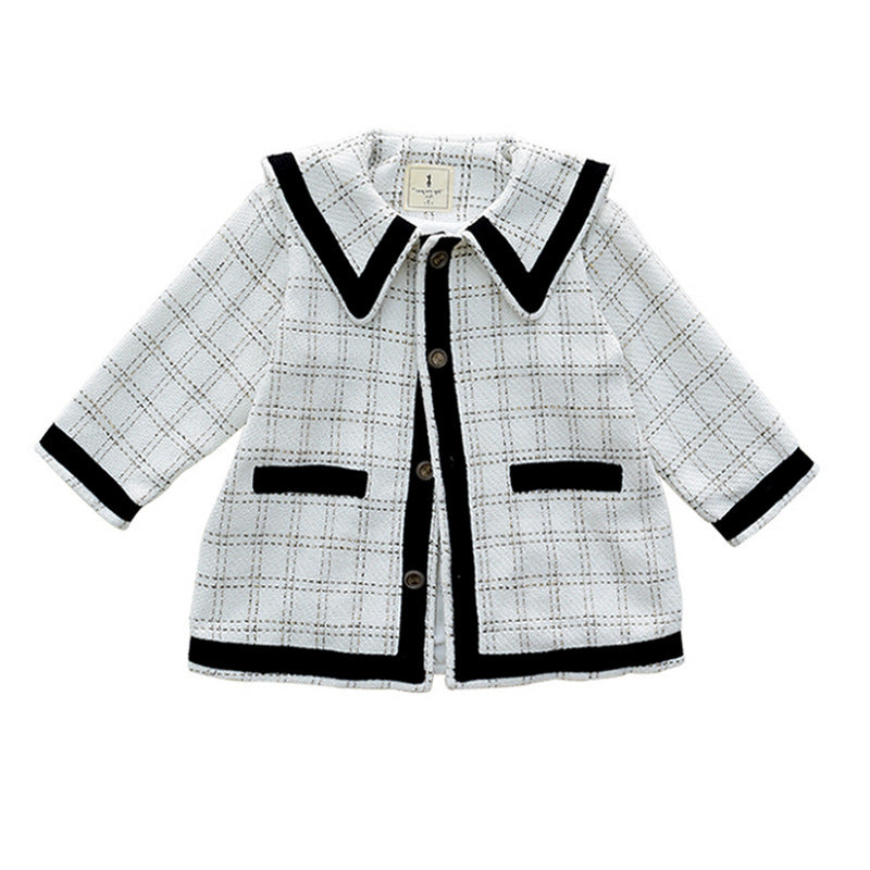kids autumn jacket and coat 2021 single breasted children plaid woolen coat Baby girls lattice windbreak girl outerwear