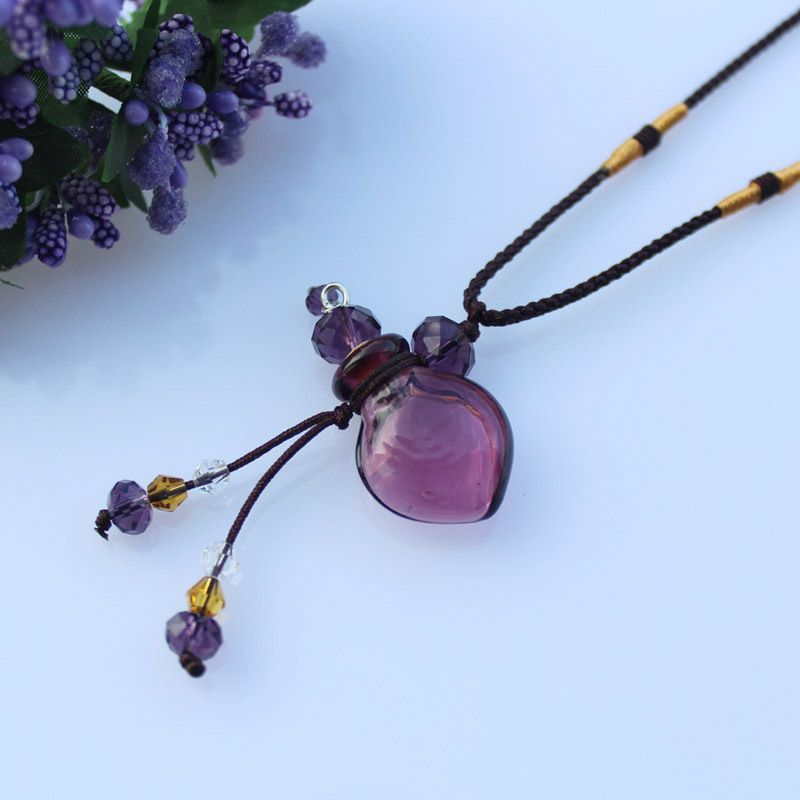 Fashion NecklaceGlass oil bottle glass perfume bottle 100 % pure hand-blown hollow bottle carefully shaped necklace cordsStrange new